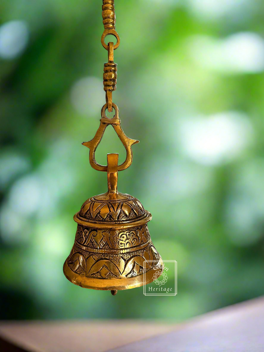 Solid Brass hanging Bell with Chain 21"