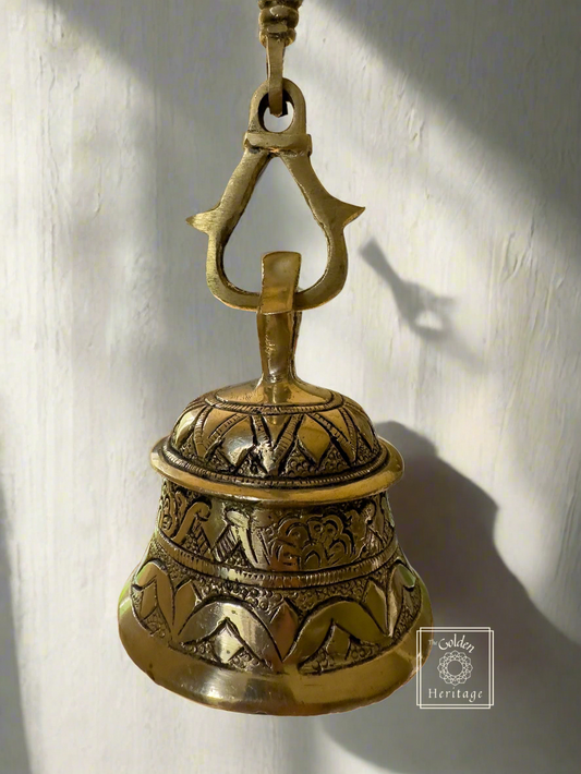 Solid Brass hanging Bell with Chain 21" - The Golden Heritage #
