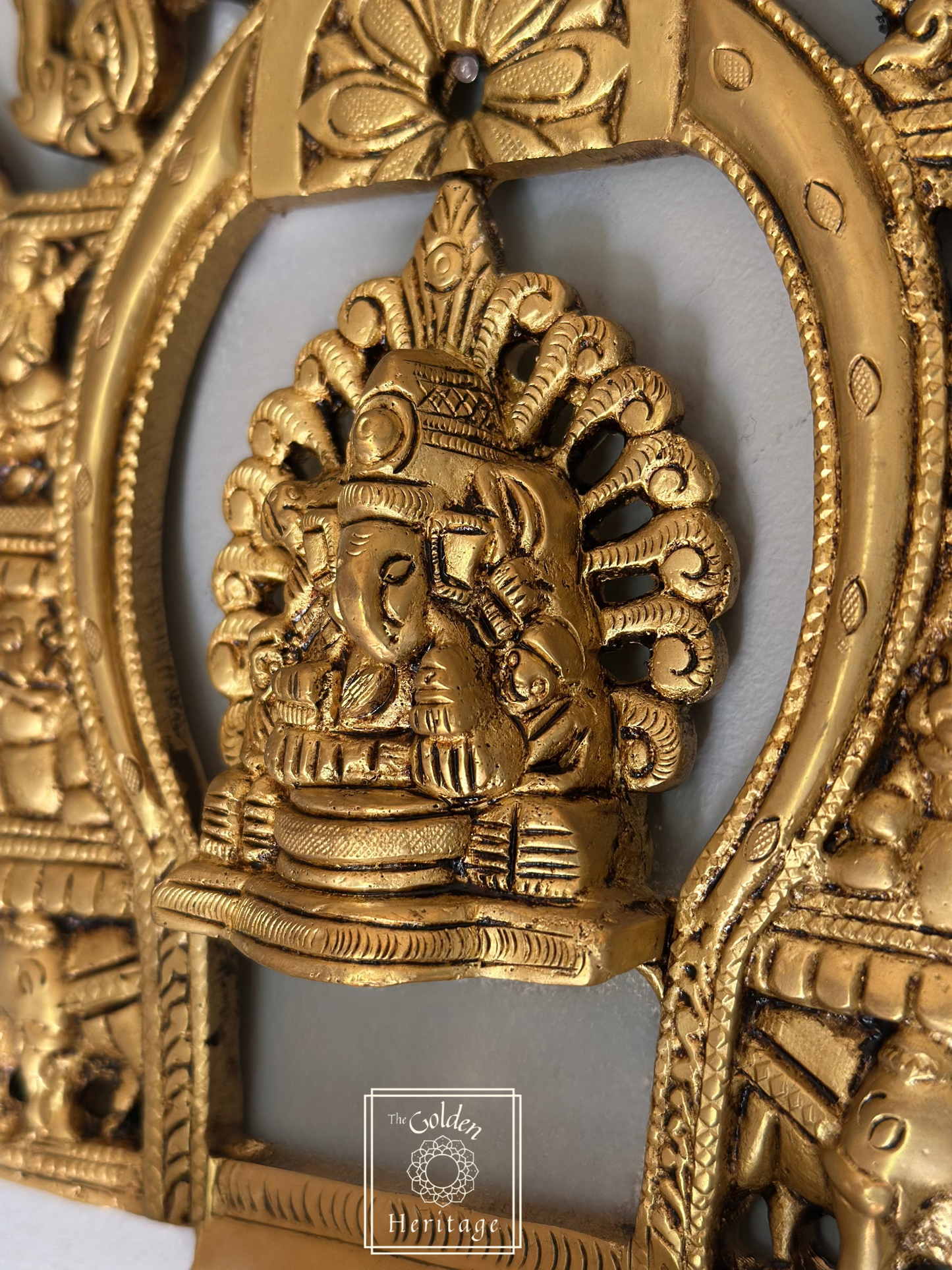 Sukhasana Ganapati with Prabhavali frame Diya