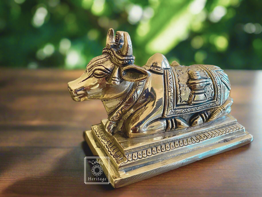Brass Nandi with Carving Work - The Golden Heritage #