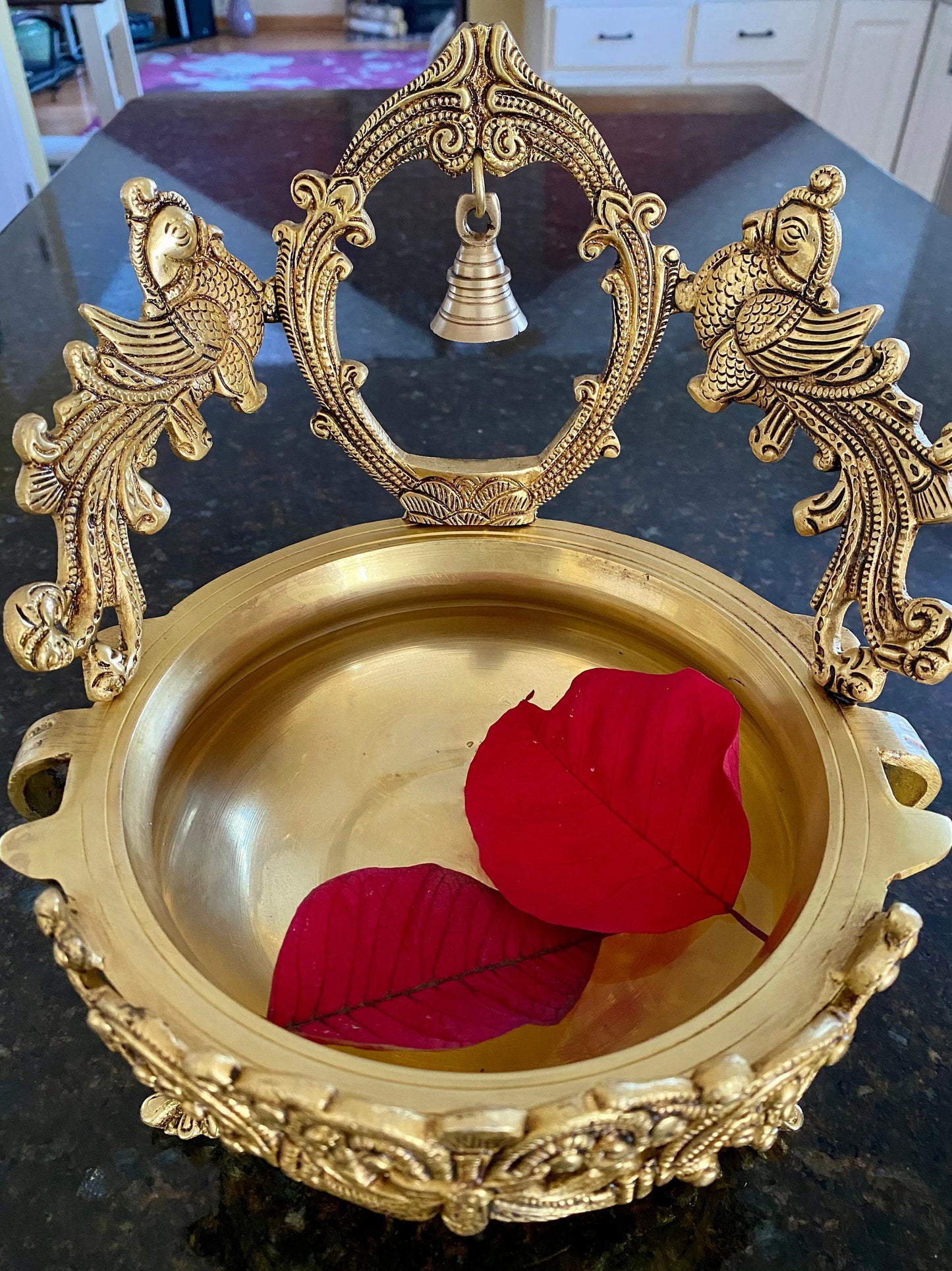 Peacock Design Urli with Bell - The Golden Heritage #