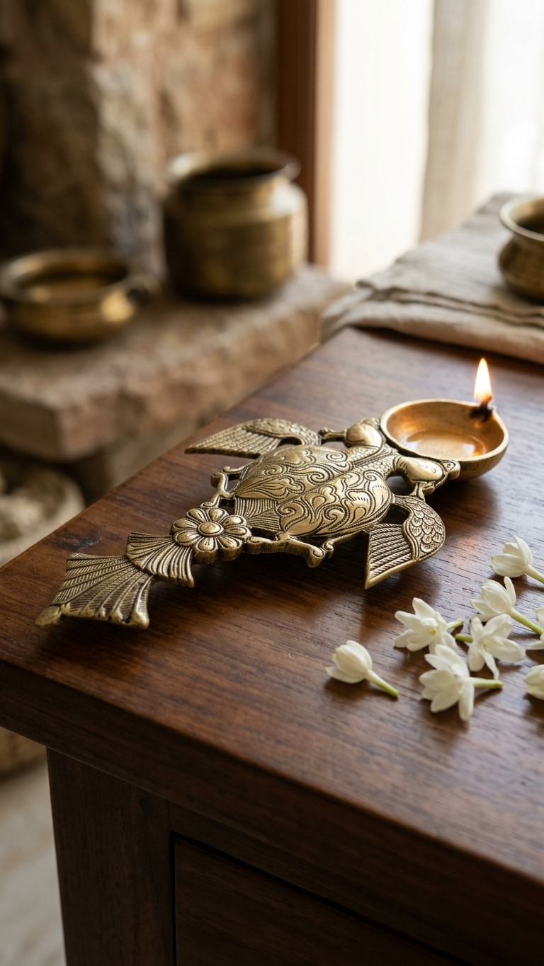 Large size Brass Dhopdani, Big Pooja Spoon, DhoopAarti