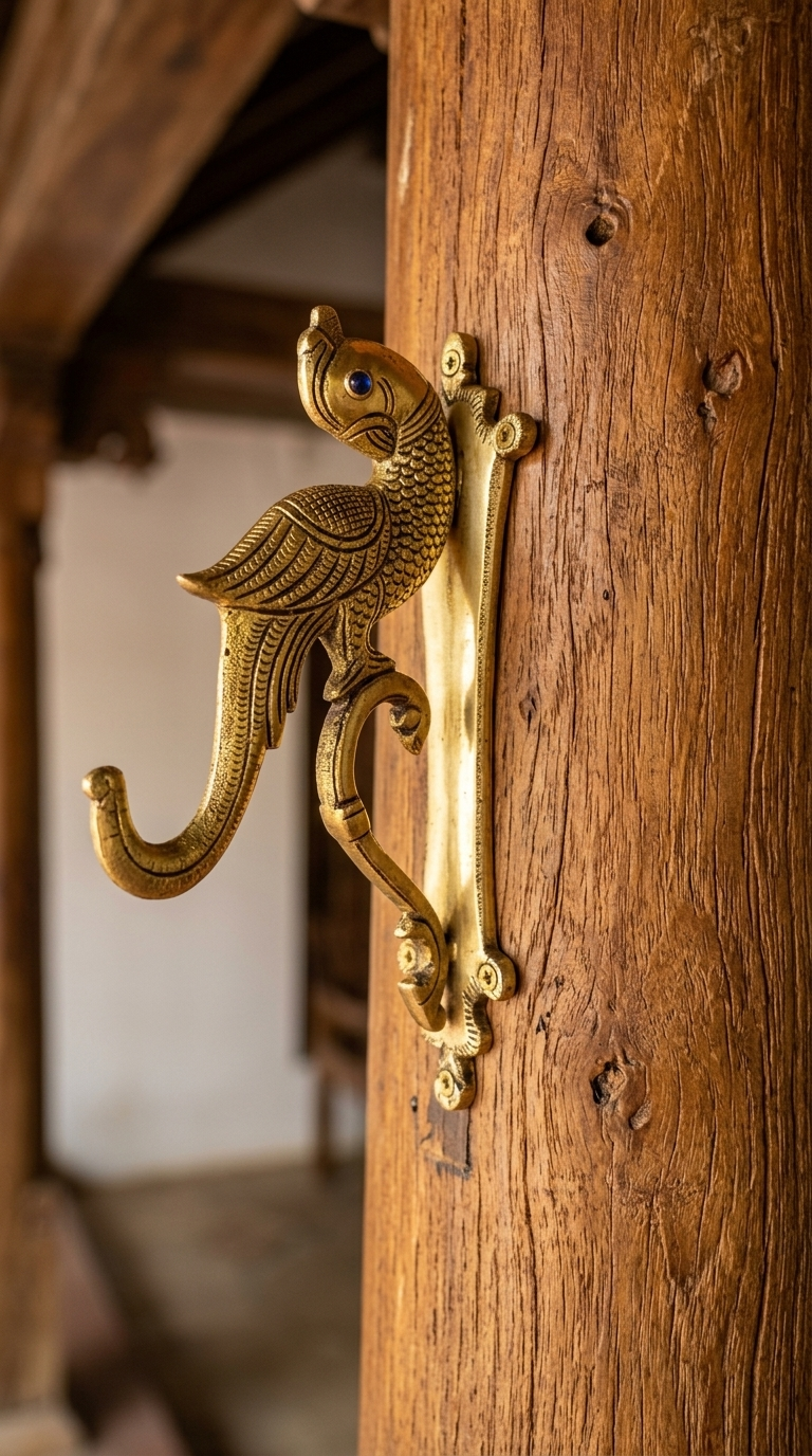 Peacock design Hook with stonework